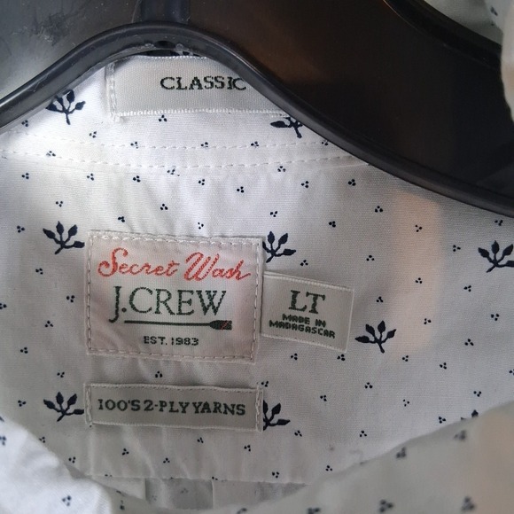 J Crew Classic Button Down Long Sleeve Shirt Mens Size LT White Floral Print - Picture 3 of 8